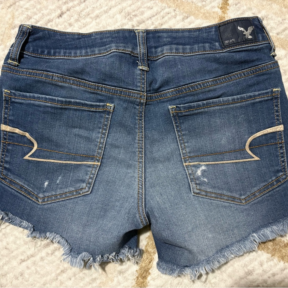 American Eagle Outfitters Distressed Blue Jean Shorts - Picture 3 of 4